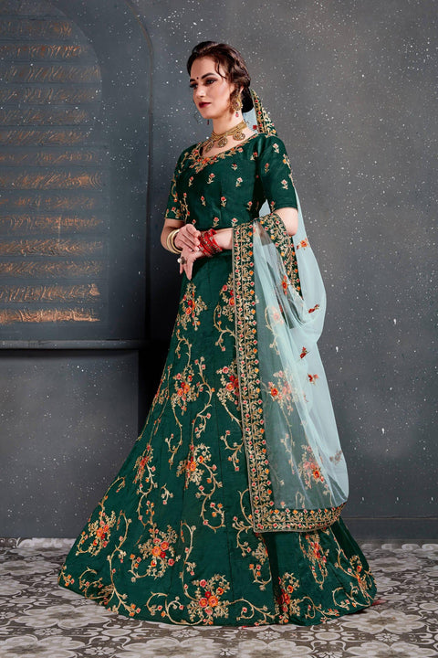 Dazzling Dark Green lehenga choli dupatta For Women And Girls in USA - ReadyToWearshop