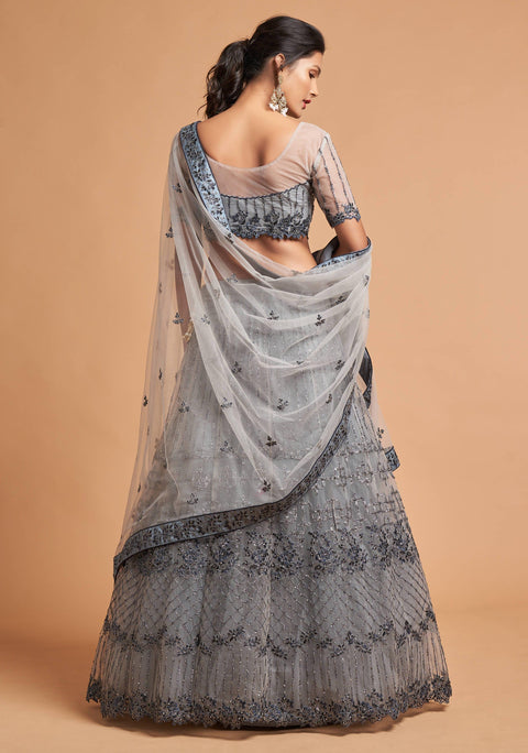 Attractive Grey fancy lehenga Choli for women with Dupatta in USA - ReadyToWearshop