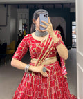 Stylish Red Rayon lehenga Choli For women with Dupatta in USA - ReadyToWearshop