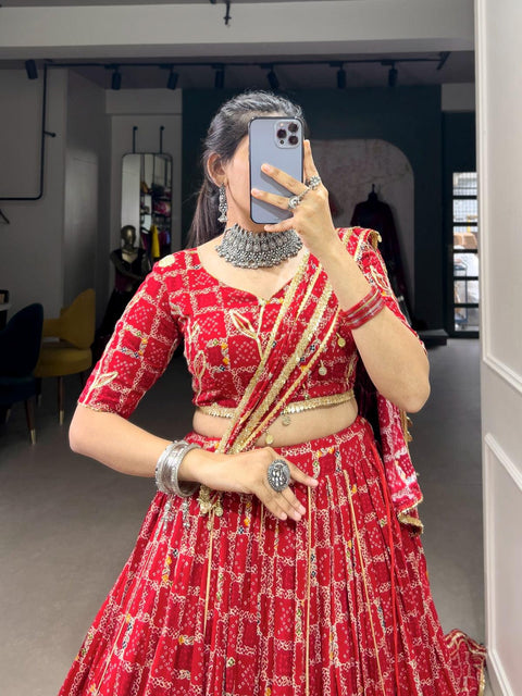 Stylish Red Rayon lehenga Choli For women with Dupatta in USA - ReadyToWearshop