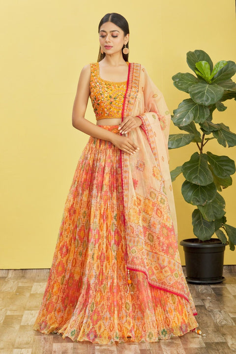 Attractive Yellow Party wear Heavy Lehenga Choli for Women with Dupatta Sequence Lehenga Choli In USA - ReadyToWearshop