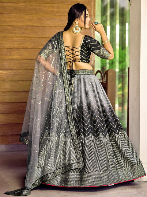 Beautiful Black Party wear Heavy Lehenga Choli for Women with Dupatta Sequence Lehenga Choli In USA - ReadyToWearshop