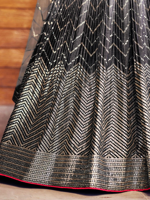 Beautiful Black Party wear Heavy Lehenga Choli for Women with Dupatta Sequence Lehenga Choli In USA - ReadyToWearshop