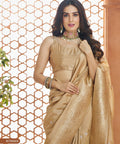 Beige Banarasi Silk Saree, USA, Perfect for Indian wedding partywear sequins saree - ReadyToWearshop