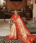 beige Beautiful Patola Designs ,USA Perfect for Indian wedding or party wear for women - ReadyToWearshop