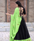 Black Attractive Reyon Real Mirror Works Lehenga Choli Dupatta Set For Woman - ReadyToWearshop
