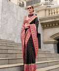 Black Banarasi Silk with blouse in USA, Perfect for Indian wedding sequins saree - ReadyToWearshop