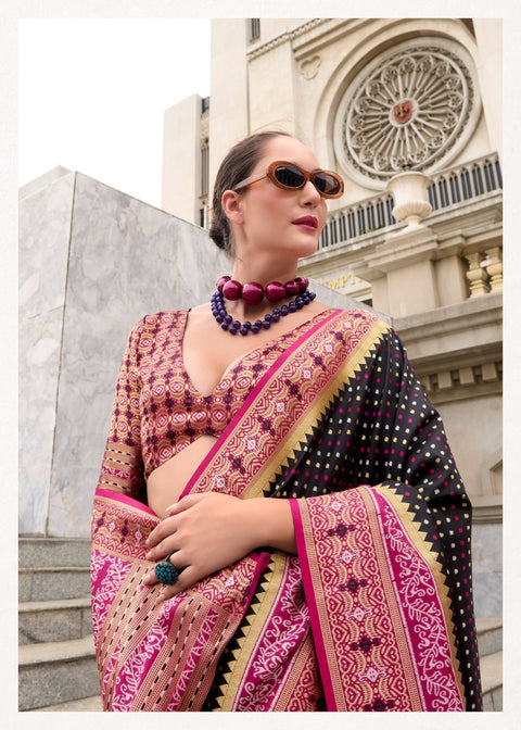 Black Banarasi Silk with blouse in USA, Perfect for Indian wedding sequins saree - ReadyToWearshop