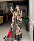 Black Dola silk sarees are known for their colourful diversity and geometric designs with patola print - ReadyToWearshop