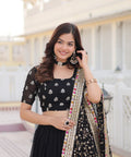 Black Embroidered Fully Flaired Georgette Lehenga Made with Rich Sequins Lehenga Choli For Woman - ReadyToWearshop