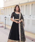 Black Embroidered Fully Flaired Georgette Lehenga Made with Rich Sequins Lehenga Choli For Woman - ReadyToWearshop