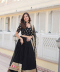 Black Embroidered Fully Flaired Georgette Lehenga Made with Rich Sequins Lehenga Choli For Woman - ReadyToWearshop