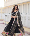 Black Embroidered Fully Flaired Georgette Lehenga Made with Rich Sequins Lehenga Choli For Woman - ReadyToWearshop