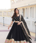 Black Embroidered Fully Flaired Georgette Lehenga Made with Rich Sequins Lehenga Choli For Woman - ReadyToWearshop