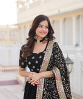 Black Embroidered Fully Flaired Georgette Lehenga Made with Rich Sequins Lehenga Choli For Woman - ReadyToWearshop