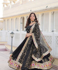 Black Embroidered Fully Flaired Georgette Lehenga Made with Rich Sequins Lehenga Choli For Woman - ReadyToWearshop