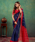 Blue And Red Cotton Indian Wedding Wear saree with blouse in USA, Perfect for Indian Daily Wear sequins saree - ReadyToWearshop