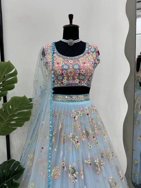Blue Color Party Wear Lehenga Choli For Women In USA - ReadyToWearshop