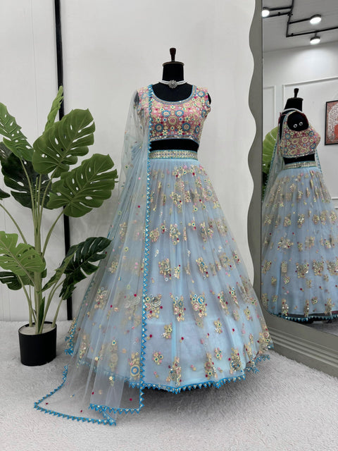Blue Color Party Wear Lehenga Choli For Women In USA - ReadyToWearshop