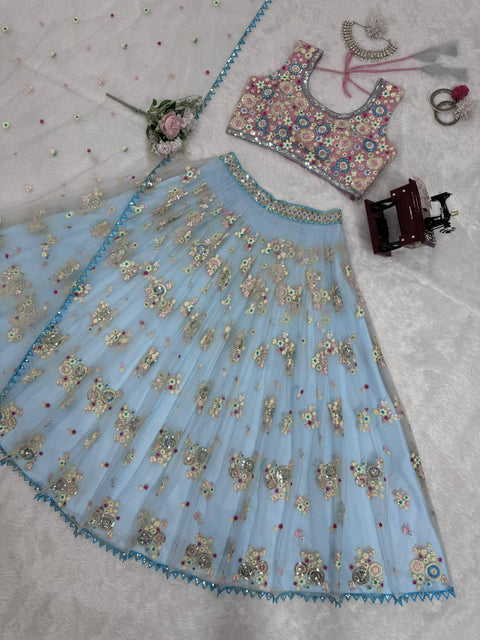 Blue Color Party Wear Lehenga Choli For Women In USA - ReadyToWearshop
