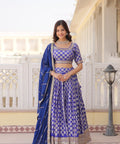 Blue Desirable Women's Fully Flaired Lehenga Made With Faux Georgette Fabrics With sequins Embroidered Blouse For Women - ReadyToWearshop