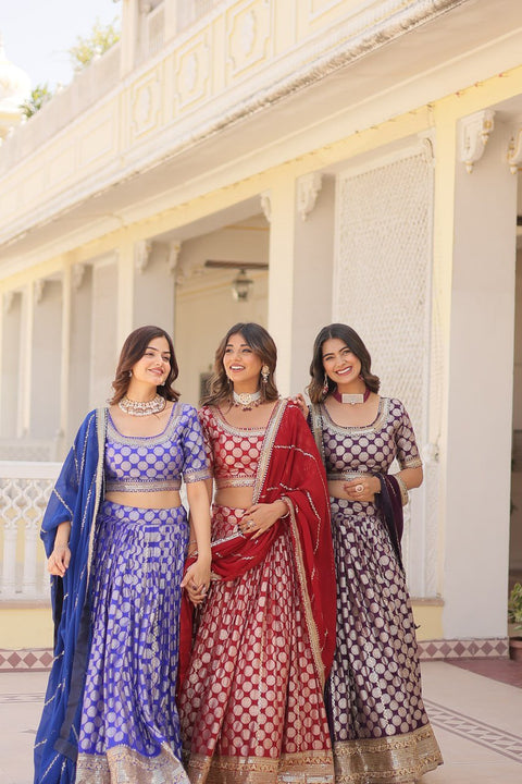 Blue Desirable Women's Fully Flaired Lehenga Made With Faux Georgette Fabrics With sequins Embroidered Blouse For Women - ReadyToWearshop