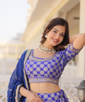 Blue Desirable Women's Fully Flaired Lehenga Made With Faux Georgette Fabrics With sequins Embroidered Blouse For Women - ReadyToWearshop