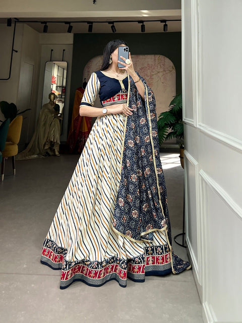 Blue Elegance in simplicity, grace in cotton. Adorn yourself in the beauty of a cotton lehenga choli for women - ReadyToWearshop