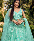 Blue Heavy Lehenga Choli for Women with Dupatta Sequence Lehenga Choli In USA - ReadyToWearshop