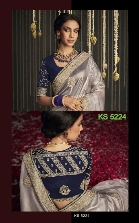 Blue Indian Wedding Wear saree with blouse in USA, Perfect for Indian Party Wear sequins saree For Woman - ReadyToWearshop