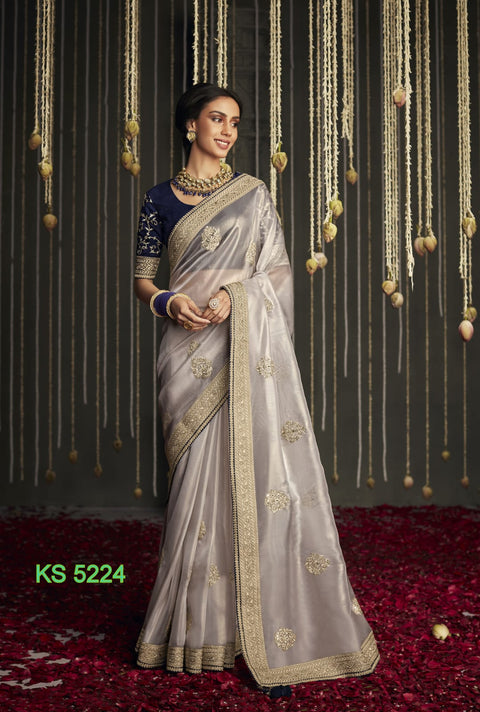 Blue Indian Wedding Wear saree with blouse in USA, Perfect for Indian Party Wear sequins saree For Woman - ReadyToWearshop