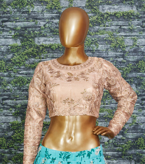 Blue Lovely georgette Sabyasachi Floral Lehenga Choli For Wedding Wear For Women In USA - ReadyToWearshop