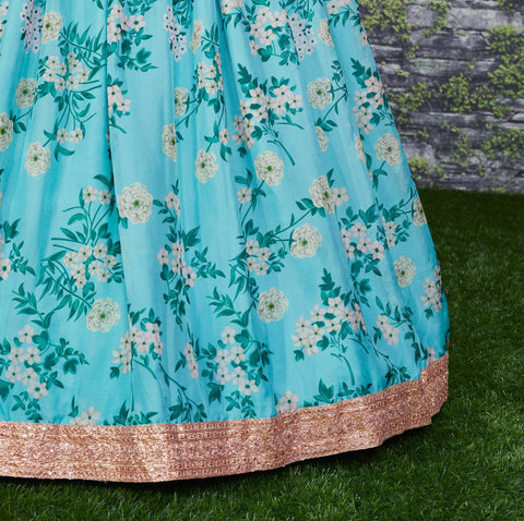Blue Lovely georgette Sabyasachi Floral Lehenga Choli For Wedding Wear For Women In USA - ReadyToWearshop
