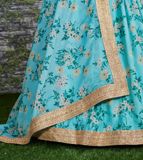 Blue Lovely georgette Sabyasachi Floral Lehenga Choli For Wedding Wear For Women In USA - ReadyToWearshop