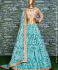 Blue Lovely georgette Sabyasachi Floral Lehenga Choli For Wedding Wear For Women In USA - ReadyToWearshop