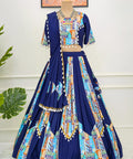 Blue Multicolor Beautiful Lehenga For You, Made With Pure Cotton Lehenga Choli For Women - ReadyToWearshop