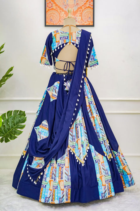 Blue Multicolor Beautiful Lehenga For You, Made With Pure Cotton Lehenga Choli For Women - ReadyToWearshop