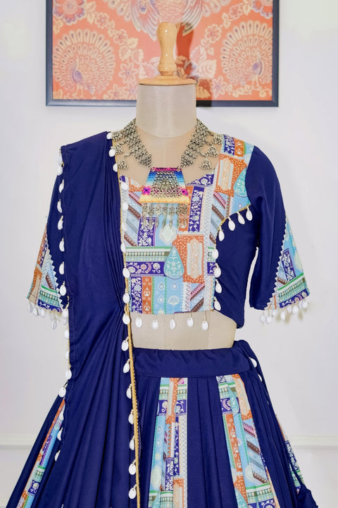 Blue Multicolor Beautiful Lehenga For You, Made With Pure Cotton Lehenga Choli For Women - ReadyToWearshop