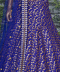 blue Raw silk lehenga with golden zari embroidered in vine pattern accentuated with golden sequins all over lehenga choli for women - ReadyToWearshop