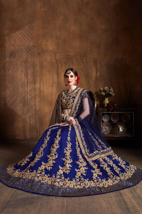 Graceful Navy Blue  fancy lehenga Choli for women with Dupatta in USA - ReadyToWearshop