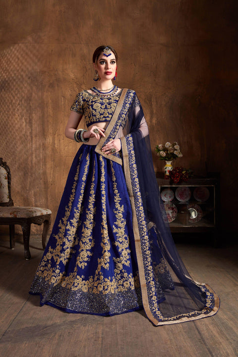 Graceful Navy Blue  fancy lehenga Choli for women with Dupatta in USA - ReadyToWearshop