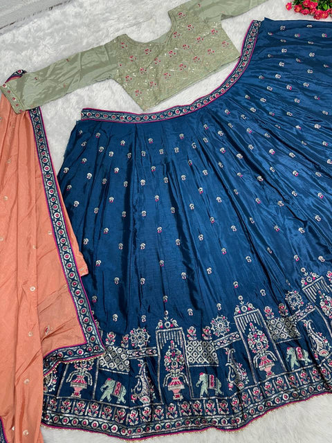 Bridal Wear Heavy Chinon Embroidery Work Lehengas Choli With Dupatta For Women - ReadyToWearshop