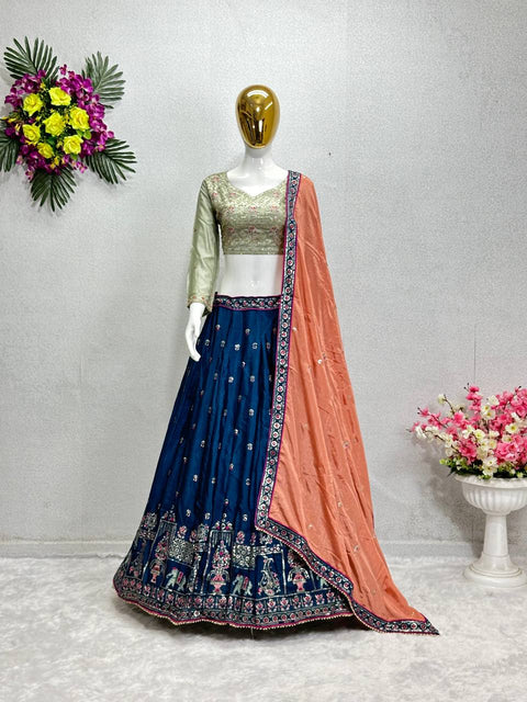 Bridal Wear Heavy Chinon Embroidery Work Lehengas Choli With Dupatta For Women - ReadyToWearshop
