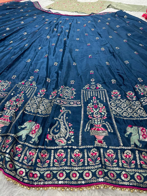 Bridal Wear Heavy Chinon Embroidery Work Lehengas Choli With Dupatta For Women - ReadyToWearshop