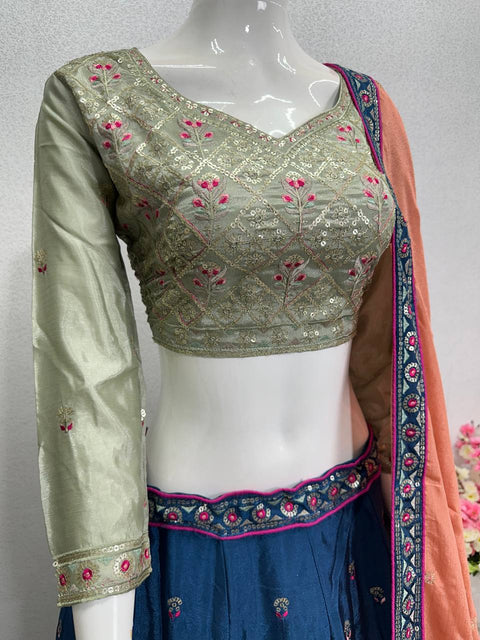 Bridal Wear Heavy Chinon Embroidery Work Lehengas Choli With Dupatta For Women - ReadyToWearshop