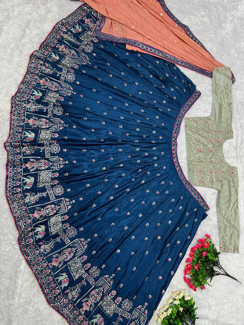 Bridal Wear Heavy Chinon Embroidery Work Lehengas Choli With Dupatta For Women - ReadyToWearshop