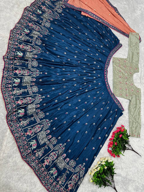 Bridal Wear Heavy Chinon Embroidery Work Lehengas Choli With Dupatta For Women - ReadyToWearshop