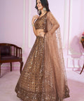 Brown Party wear Heavy Lehenga Choli for Women with Dupatta Sequence Lehenga Choli In USA - ReadyToWearshop