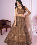 Brown Party wear Heavy Lehenga Choli for Women with Dupatta Sequence Lehenga Choli In USA - ReadyToWearshop