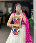 Celebrate Navratri with Our Rayon Gamthi Work Lehenga Choli and Eye - catching Leheriya Dupatta - ReadyToWearshop